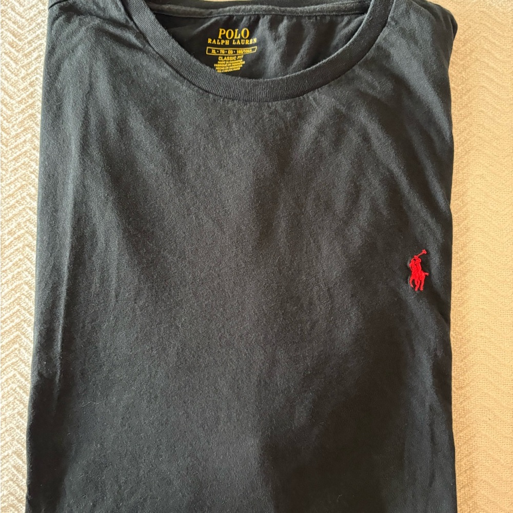 MENS Polo by Ralph Lauren Black Tee with Red Logo-XL